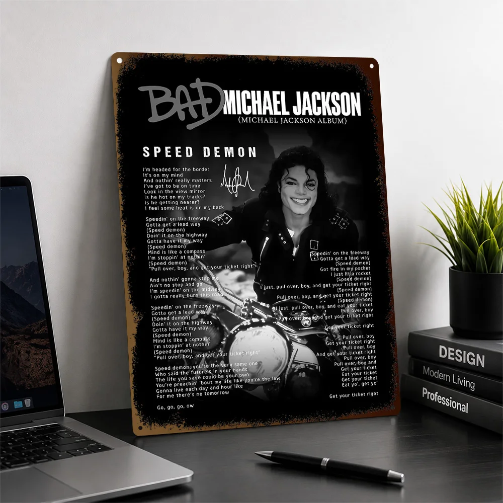 Michael Jackson Speed Demon Textured Poster Personalized Metal Tin Sign Vivid Pop Icon Tribute Wall Art Ideal For Home Studios