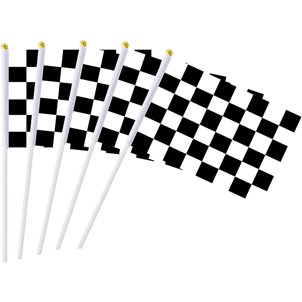 

Racing 100pcs Hand Held Stick Flags Black & White Checkered Flag Decorations Supplies for Racing,Race Car Party,Sport Events