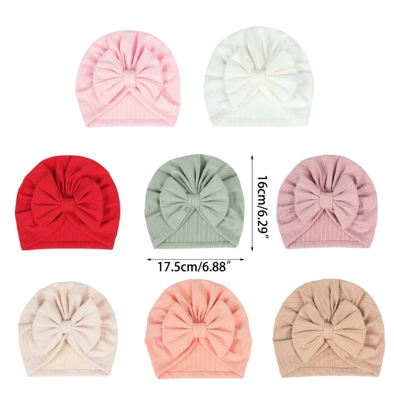 Baby Hat with Bows Infant Beanie Hat Fashion Turban Newborn Head Accessories image 6