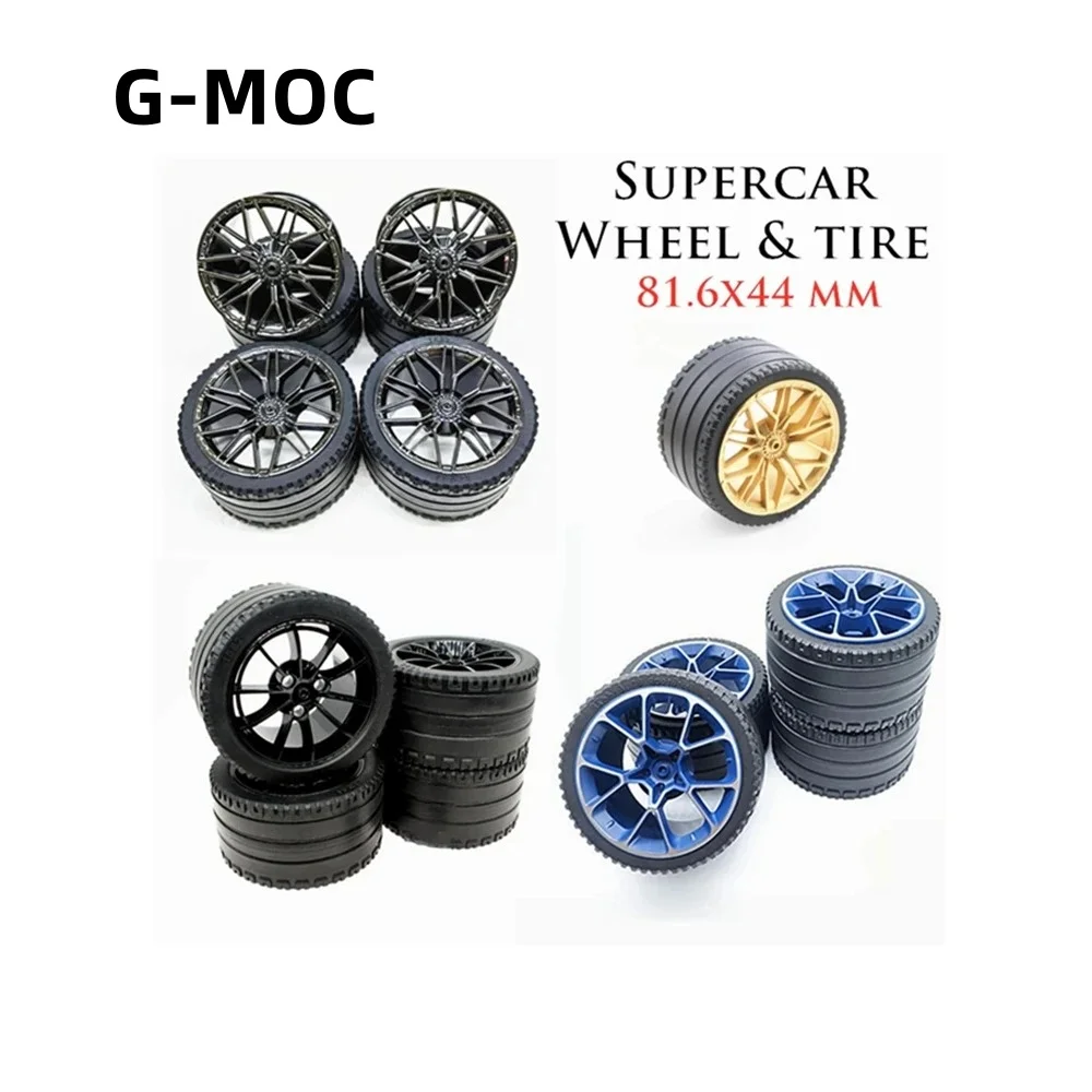 G-MOC 4 Pcs/lot Buildings Blocks 23799 Tyre For 37383 68577 23800 Wheel Hub Supercar Particle Assembles DIY Bricks Kids Toys