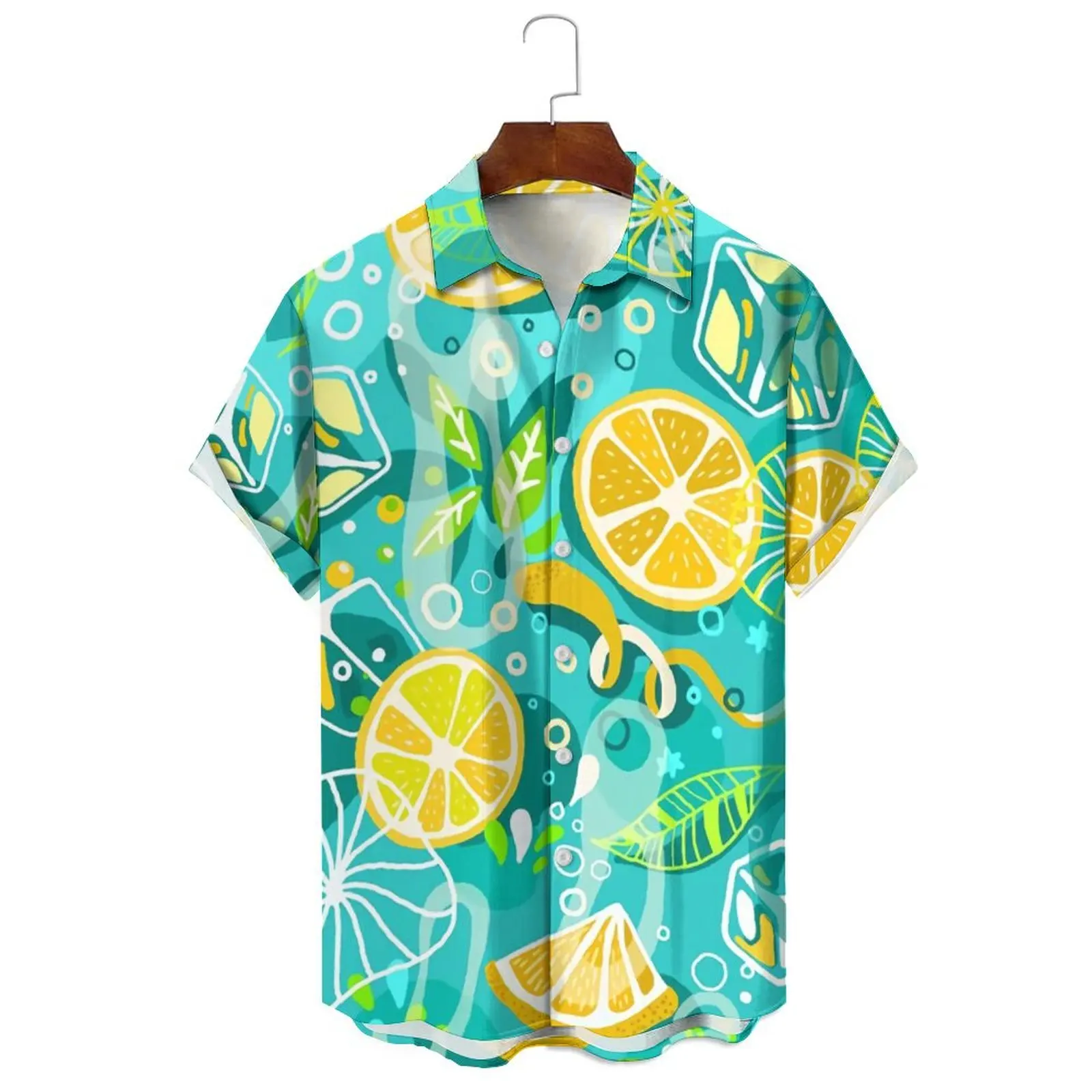 

Summer 3D Printed Fresh Lemon Men's Short Sleeve Shirt Men's Stylish Casual Hawaiian Shirt Men's And Women's Plus-size Shirt