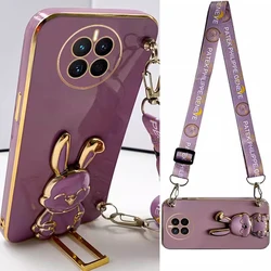 Crossbody Lanyard Rabbit luggage bracket Plating Case for Huawei Mate 50 40 30 20 10 Pro Cover