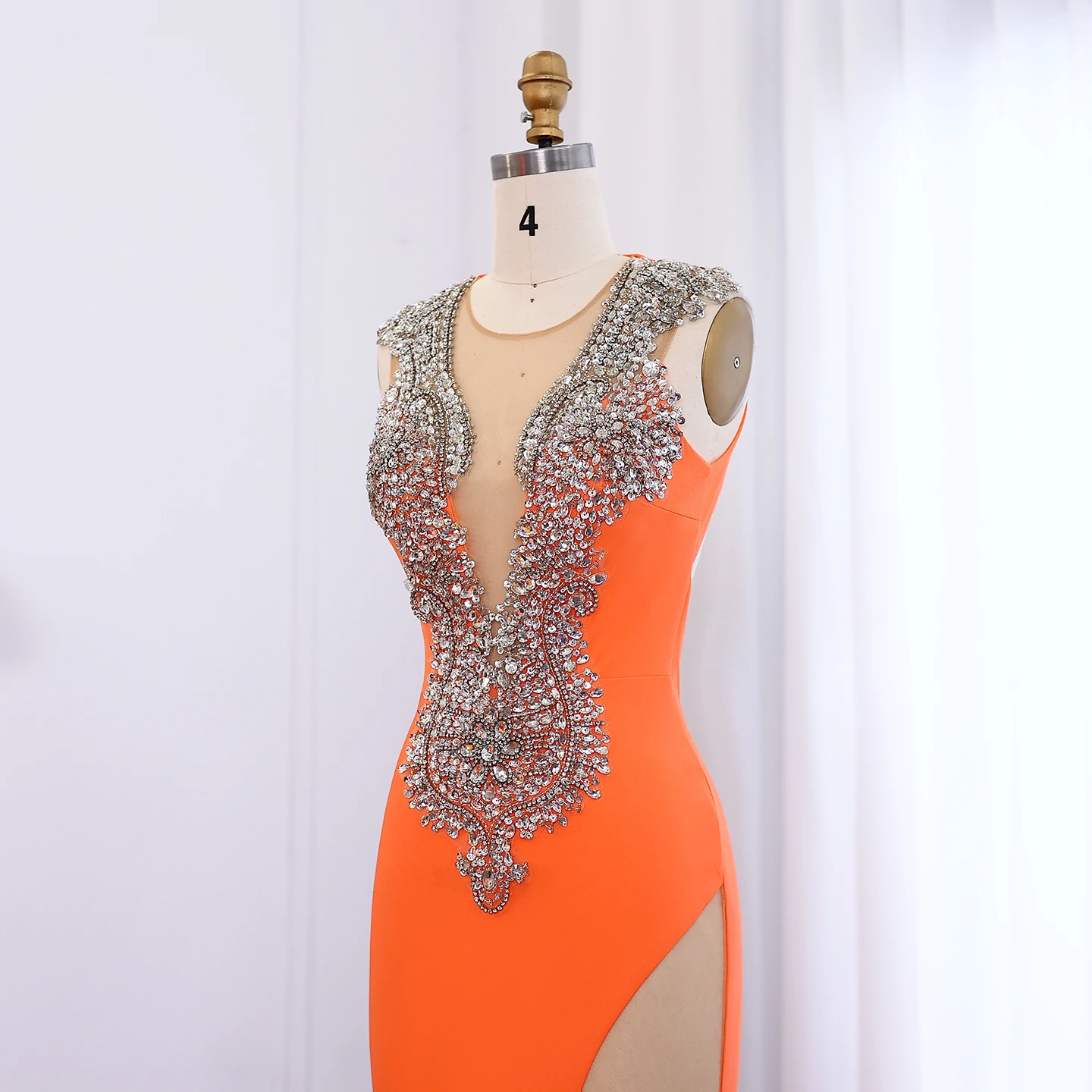 Sharon Said-vestidos de graduación de sirena con cristales de satén naranja brillante, vestidos largos de fiesta de graduación para niñas negras, personalizados SH002