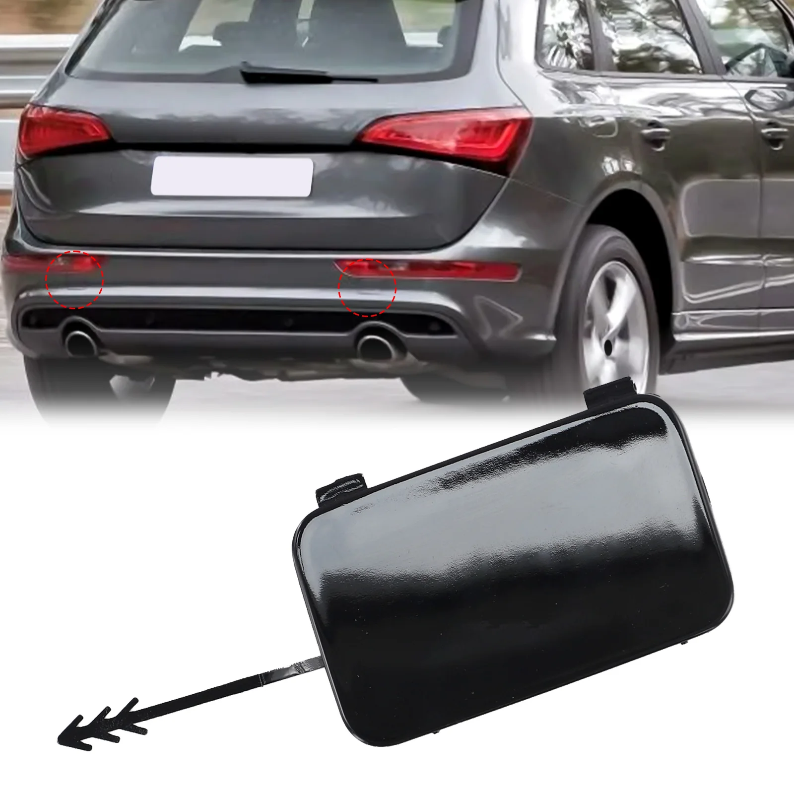 

Towing Eye Cover Trim for For Q5 Rear Bumper Direct Replacement for 2008 2017 Part Numbers 8R0807449 8R0807450