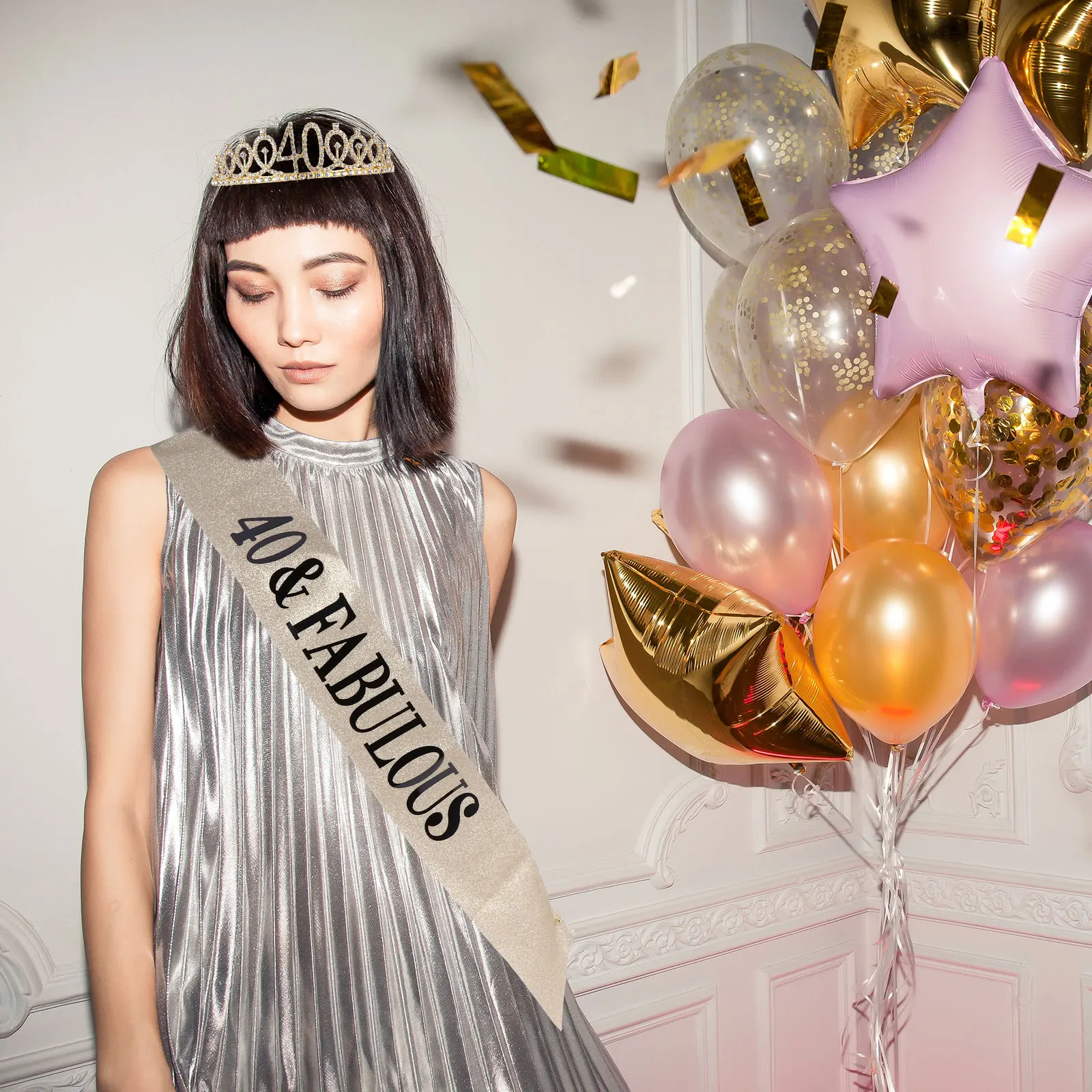 

2pcs Birthday Sash Set Hot Stamping Etiquette Decoration Hair Comb Crystal Sash Crown Birthday Decoration Suit Party Etiquette