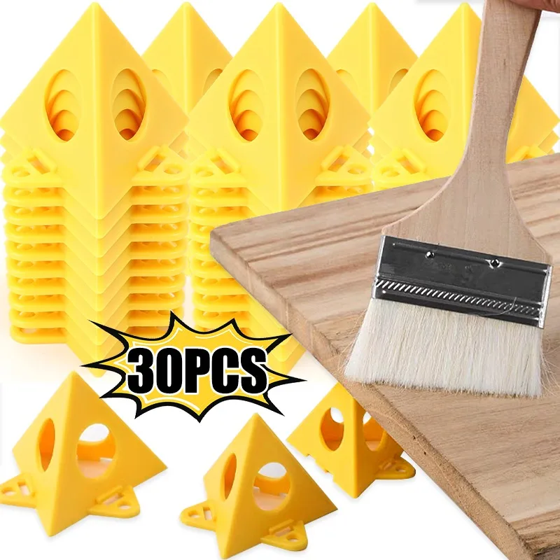 

10/30x Triangle Paint Frame Pyramid Woodworking Frame Removable Yellow Support Foot Pad Plastic Cushion Block Air Dry Coated