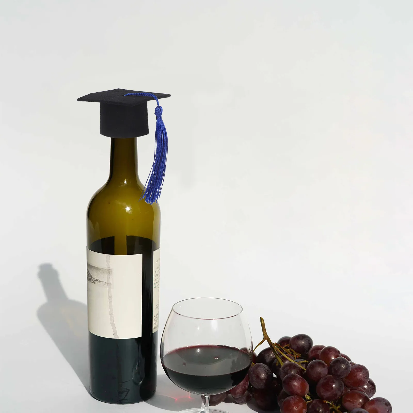 6Pcs Doctoral Bottle Cover Mini Graduation Hat Shape Tassel Wine Bottle Cap Decoration Holiday Party Accessory