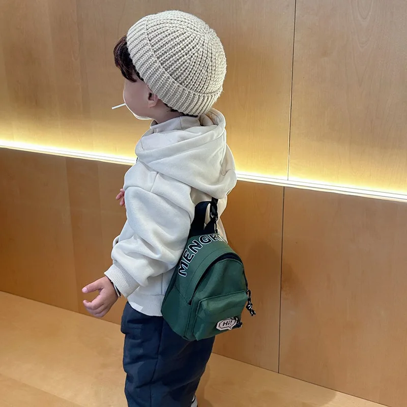 Korean Version Mini Boy And Girls Crossbody Bag Fashion Letters Badge Coin Purse 2025 New Canvas Versatile Children Shoulder Bag