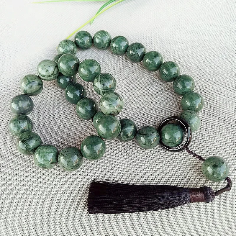 Natural Medicine King Stone Bracelet Hidden Jade Bracelet Ink Green Jade Jewelry Buddha Beads Running Ring Handheld