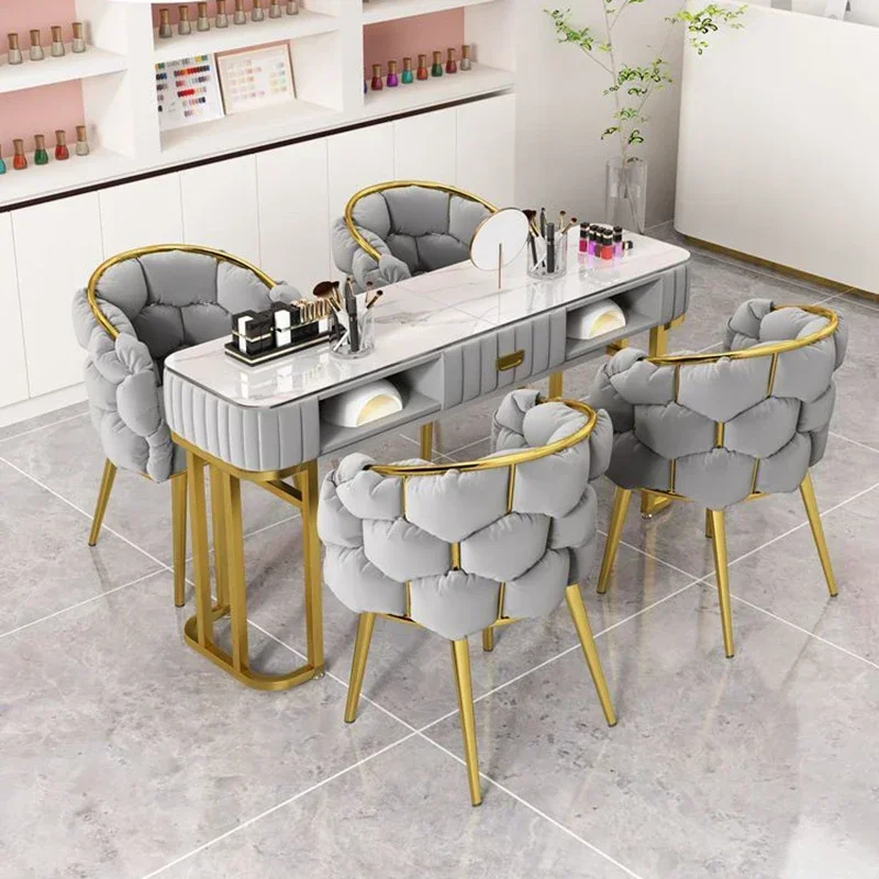 Designer Manicure Table Nails Nail Chair Salon Furniture Professional Tables Lamp Mesas De Manicura Manicure Table Aesthetic