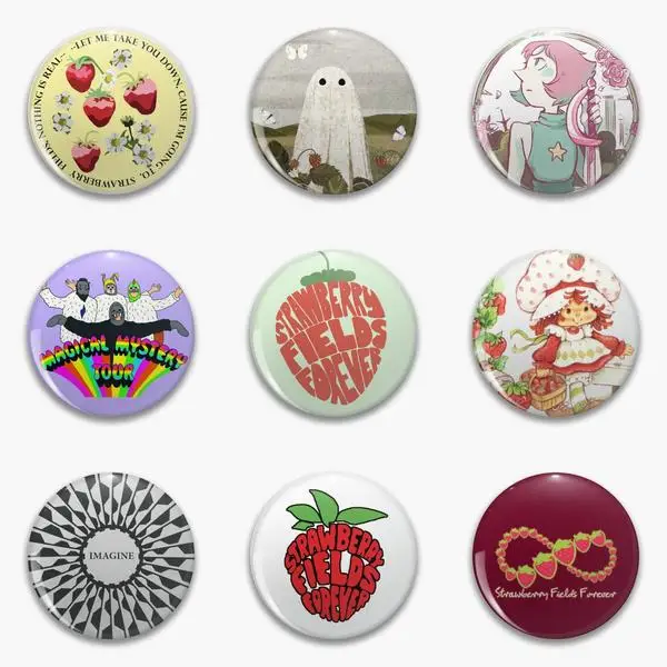 Erdbeerfelder für immer, Feld, weiche Knopfnadel, anpassbares Geschenk, Anstecknadel, Abzeichen, Cartoon, lustig, Metallkragen, Dekor, kreativ, niedlich