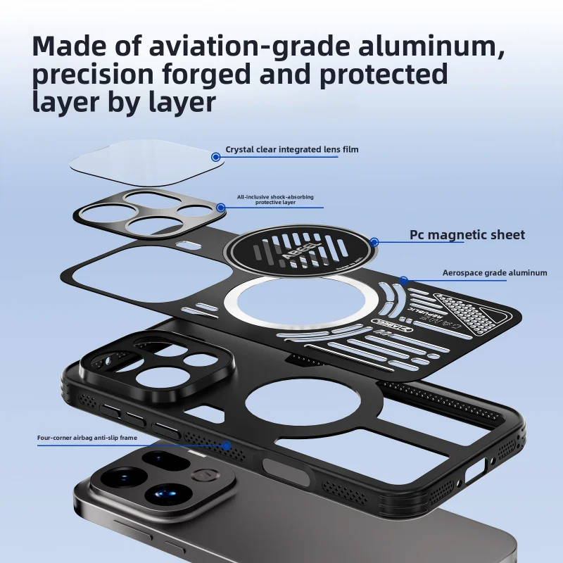 Custodia per telefono magnetica cava con dissipazione del calore per Oppo FIND X9PRO per custodia protettiva FIND X9