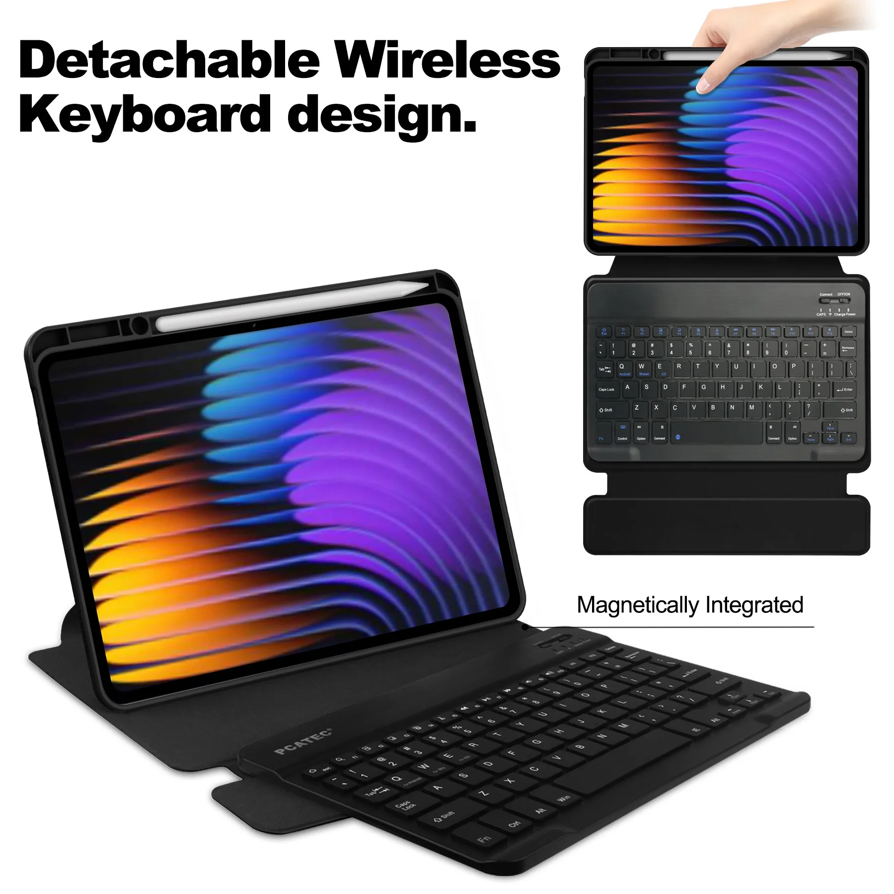Transparent 360° Rotary Wireless Keyboard Case for Xiaomi Mi Pad 7 Pro Tablet Protective 11.2 Inch Shell Cover image 3