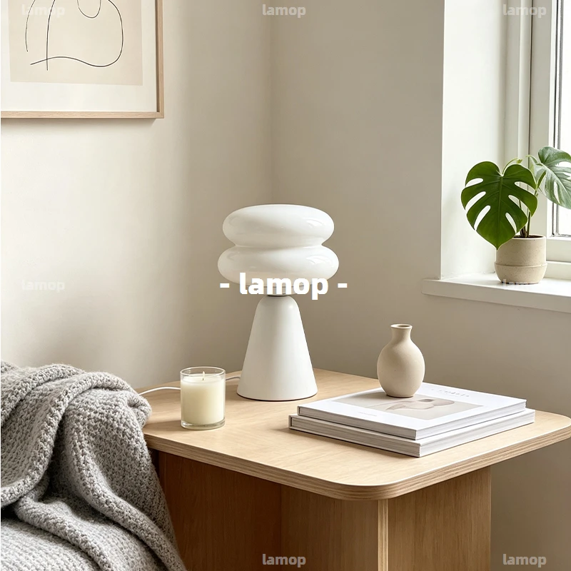 Bedside lamps for bedrooms and table lamps for living rooms Ambience egg‑tart glass lamp Bauhaus‑style lamp night light creative - view 4