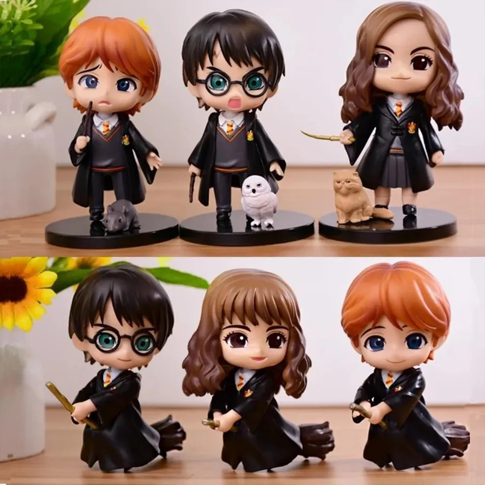 Harry Potter Q Version Action Figures Cartoon Characters Hot Movies Car Cake Toppers Toys for Children Gift