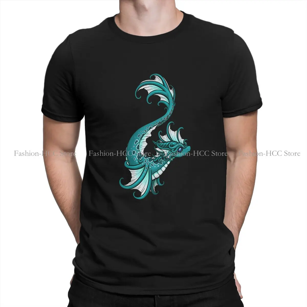 

Water Dragon Harajuku Polyester TShirt Dragon Design Style Tops Leisure T Shirt Men Tee