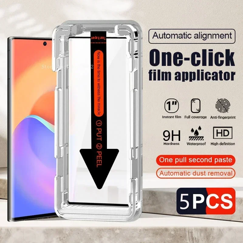 5PCS Tempered Glass Film for Samsung Galaxy S24 S23 Plus S21 FE S22 Ultra S25 Edge Screen Protector Add Install Dust Removal Kit