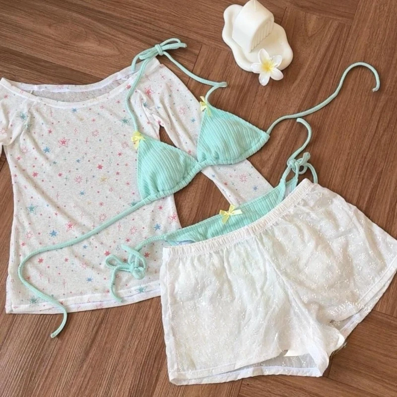 2025 New Sexy Swimsuit Women Korean Fashion Hanging Suit Hot Girls Summer Beach Party Swimsuit Outfits Chic