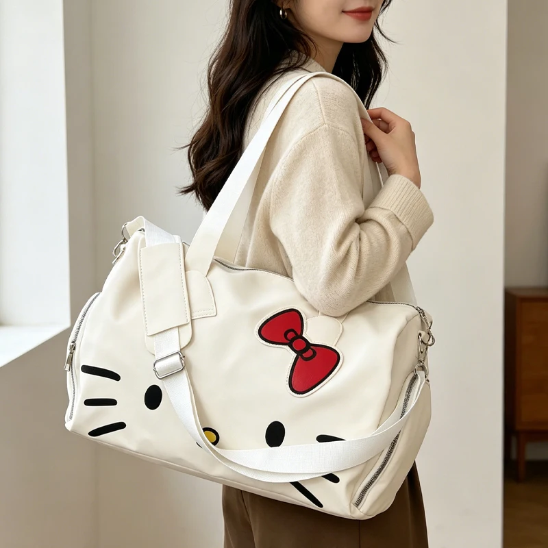

Сумка для путешествий Hello Kitty, милая мультяшная сумка через плечо Sanrio, портативная дорожная сумка-кроссбоди с аниме-принтом Kawaii