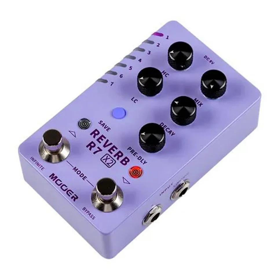 Mooer R7 Reverb X2 Pedal 14 Stereo Reverb Effects Atmosphere