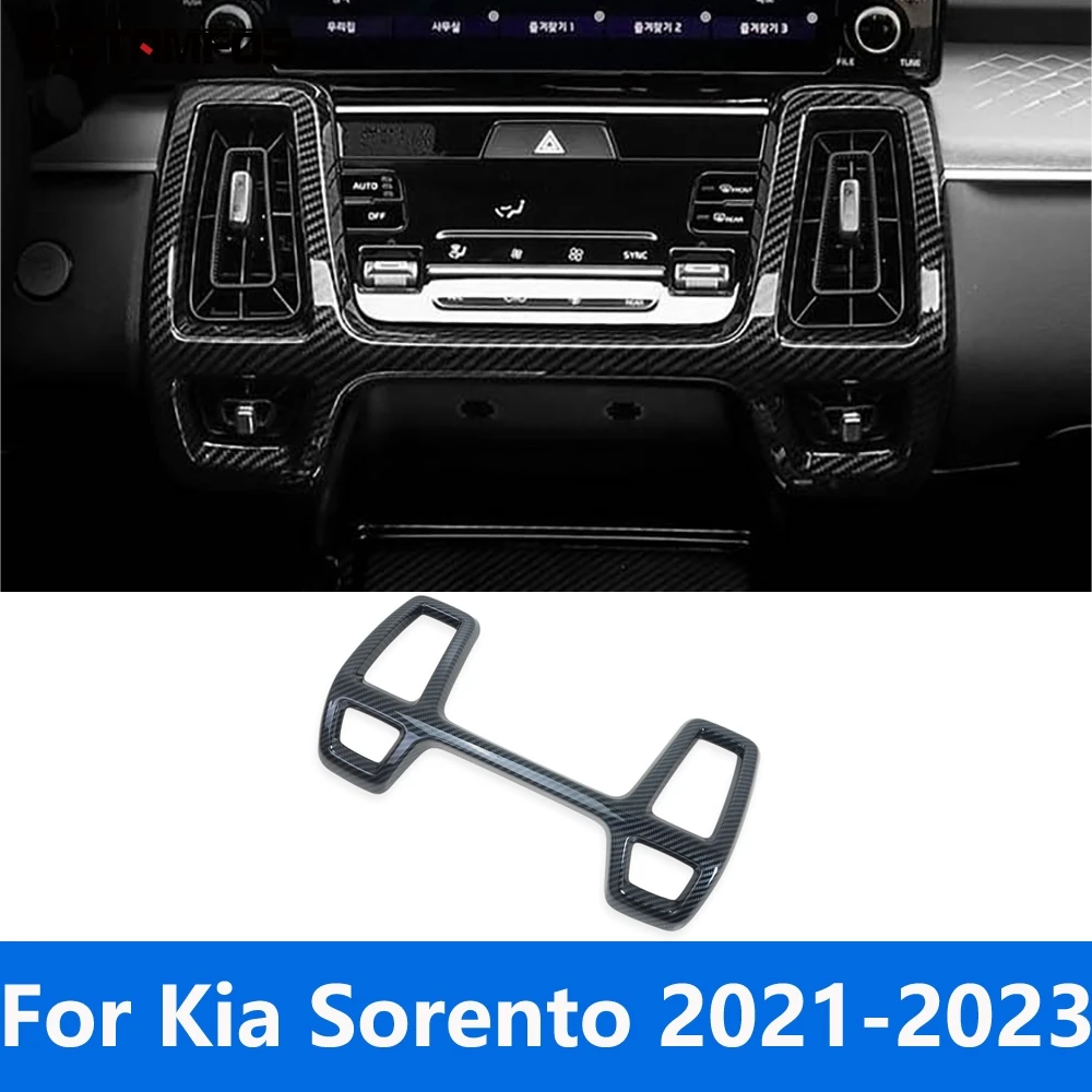 

Для Kia Sorento 2021 2022 2023, центральная консоль из углеродного волокна, вентиляционное отверстие для кондиционера, накладка, аксессуары для интерьера, Стайлинг автомобиля