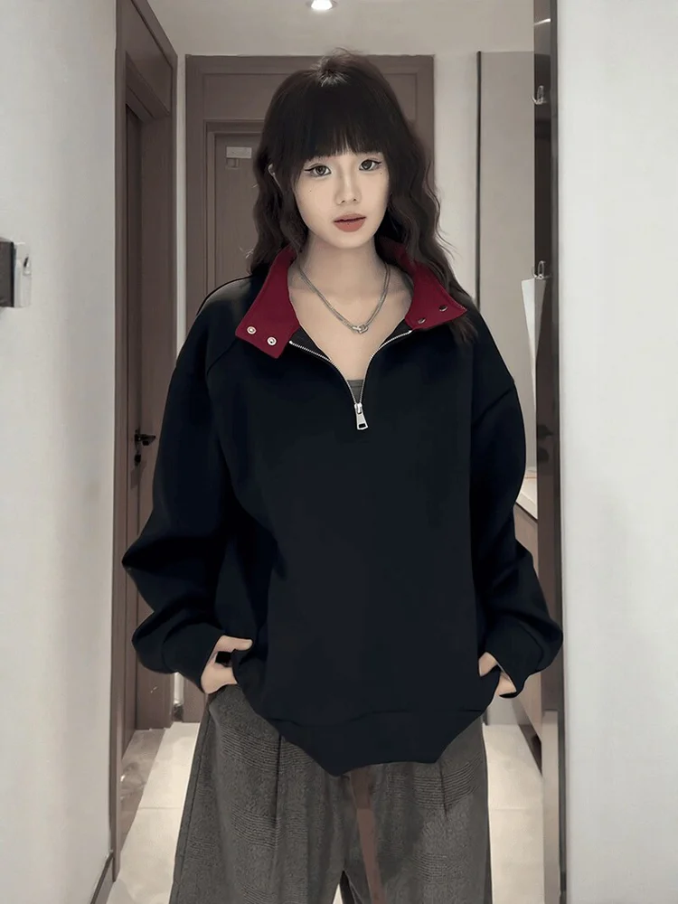 

Американское худи оверсайз для мужчин, весна-осень, свободный крой, унисекс, с цветными блоками, повседневная верхняя одежда на молнии, с длинными рукавами, хлопок