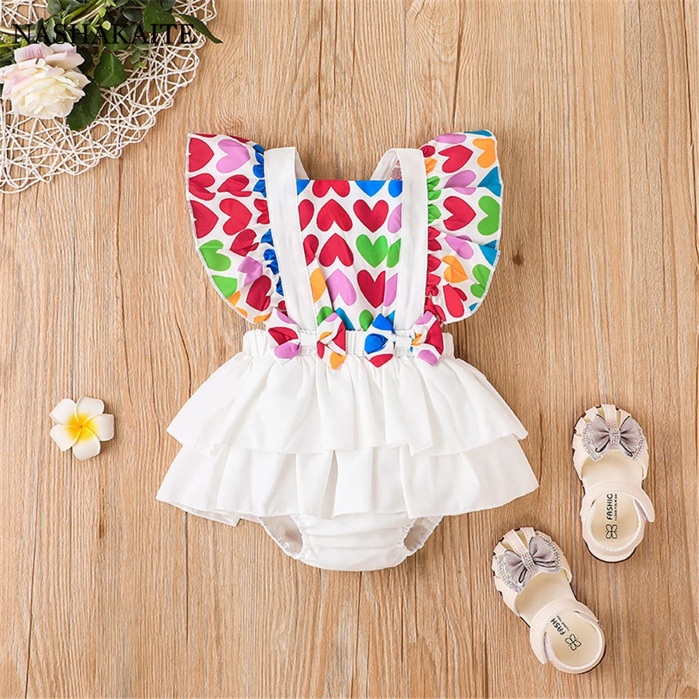 

Summer Baby Clothes Toddler sleeveless rompers heart print Infant girl Clothing Jumpsuit cotton Baby Girl Bodysuits 3-36month