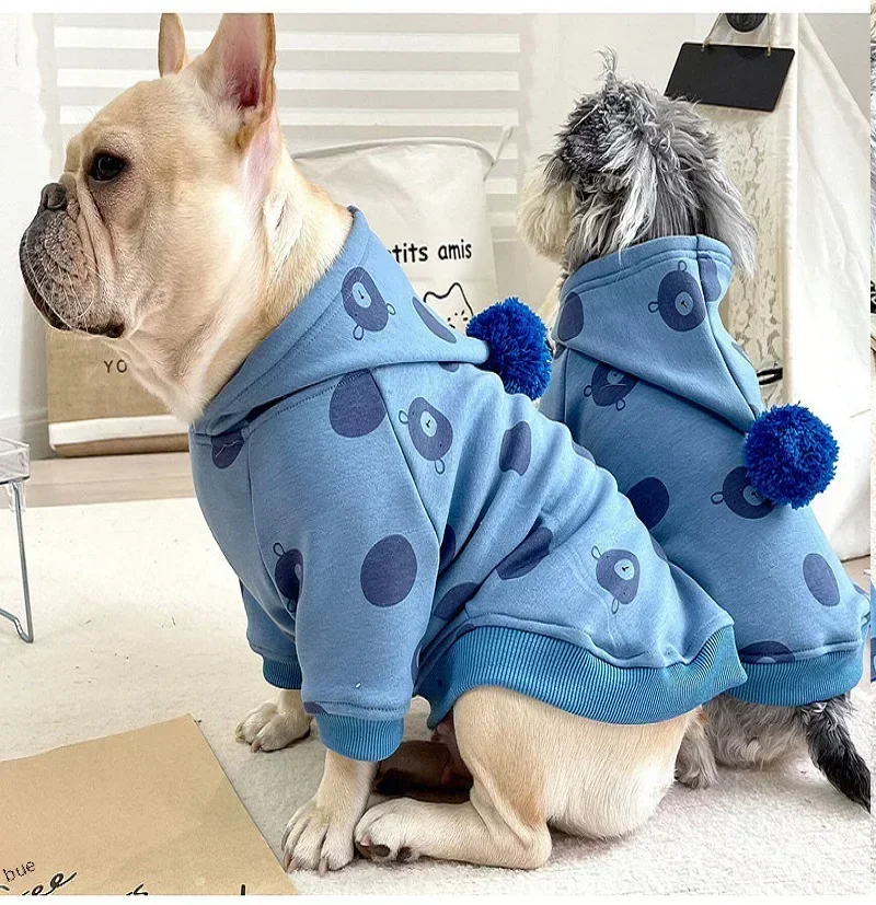 Soft Fleece Pet Clothes French Bulldog Puppy Dog Costume Warm Pet Hoodie Chihuahua Pug  Warm hat sweater For Small Medium Dogs