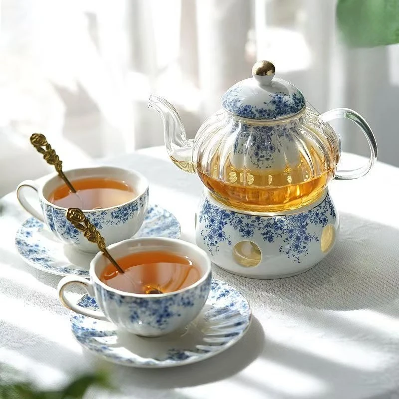 English Flower Teapot Classical Blue and White Daisy Pot Home Ceramic Cup and Saucer Phnom Penh  Afternoon Flower Teaware Set