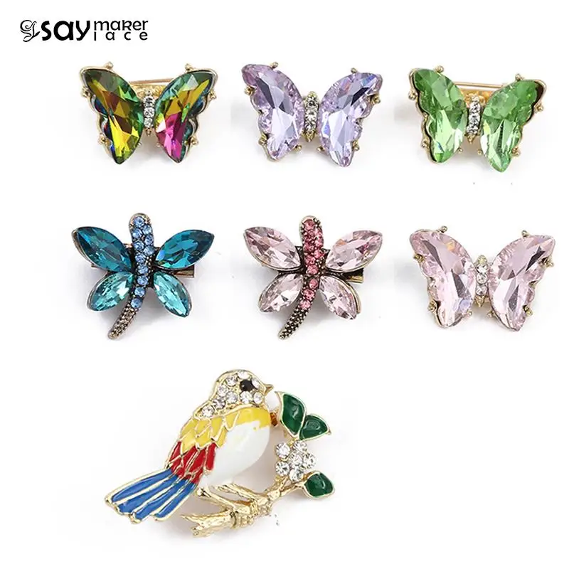 1PCS Crystal Peacock Feathers Brooch Enamel Pins Brooches Retro Fashion Brooch For Cloth Women Gift Wedding Accessories 