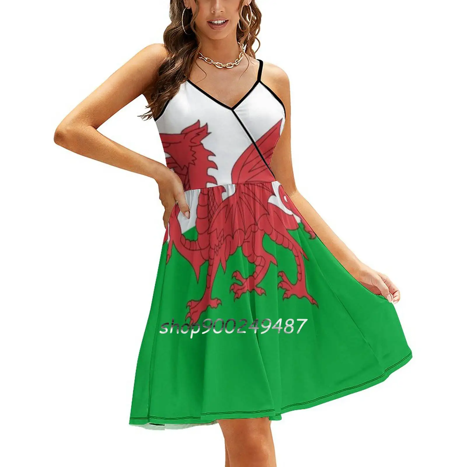 Baner Cymru-Flag Of Wales T Shirt Sling Dress Sexy Dress Female High Waist Dresses For Women Welsh Flag Flag Wales Red Dragon