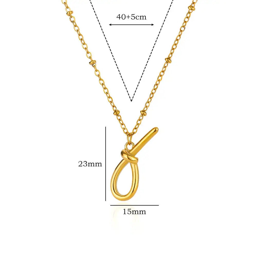 316L Stainless Steel Simple Knot Pendant Necklaces for Women Cross Bead Chain Choker Couple Jewelry Waterproof Trend Love Gift image 6