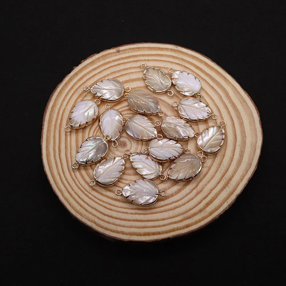 2pcs Natural Freshwater Shell Pendant Carved Leaf Shape Crafts Charm DIY Jewelry Making Necklace Bracelet Handmade Accessories