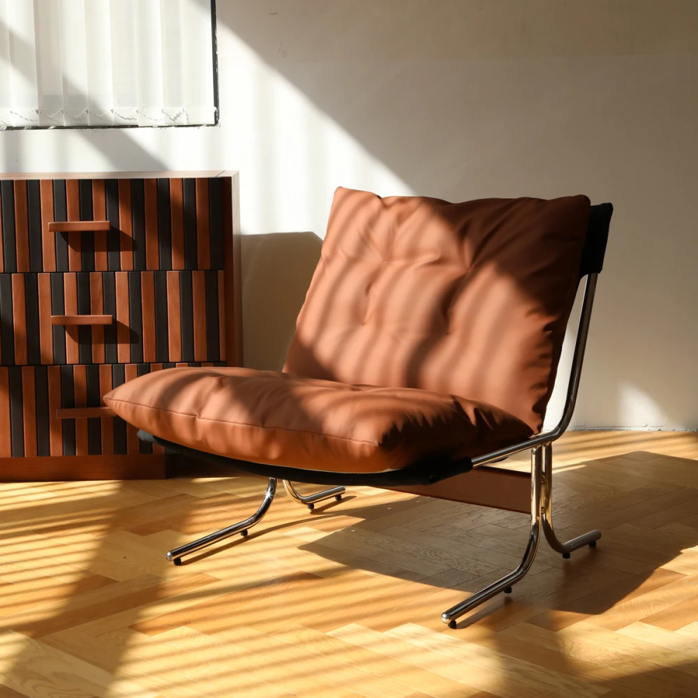 

Leather Armchair, Modern Accent Chair High Back, Living Room Chairs With Metal Legs And Soft Padded, Sofa Chairs For Home Office