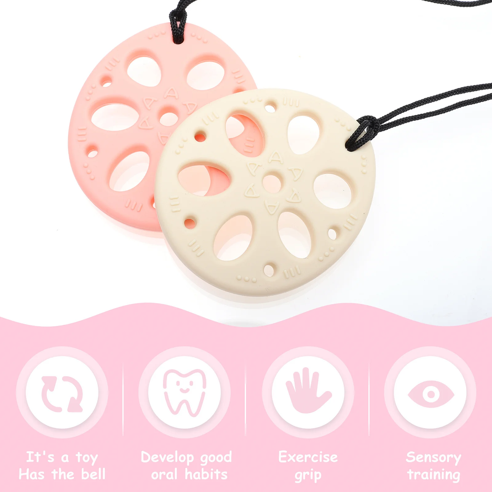 

2 шт., анти-ест, прорезыватель для рук, гибкое силиконовое жевательное ожерелье для успокаивающих, трудно длится пятна, podczas резки зубов