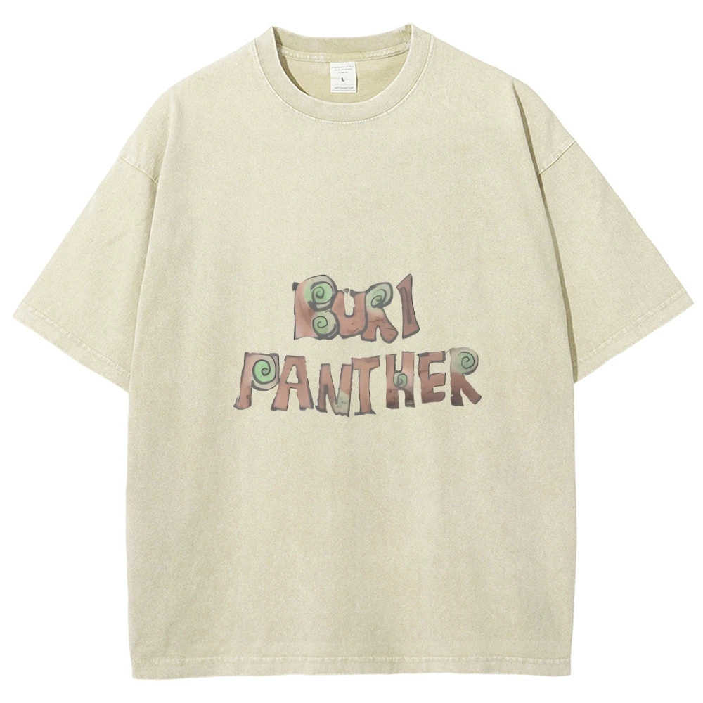 

Vintage Washed Beige T-Shirt - Oversized Tee Cartoon Swirl Lettering Retro Graphic Print for Trendy Casual Streetwear Style