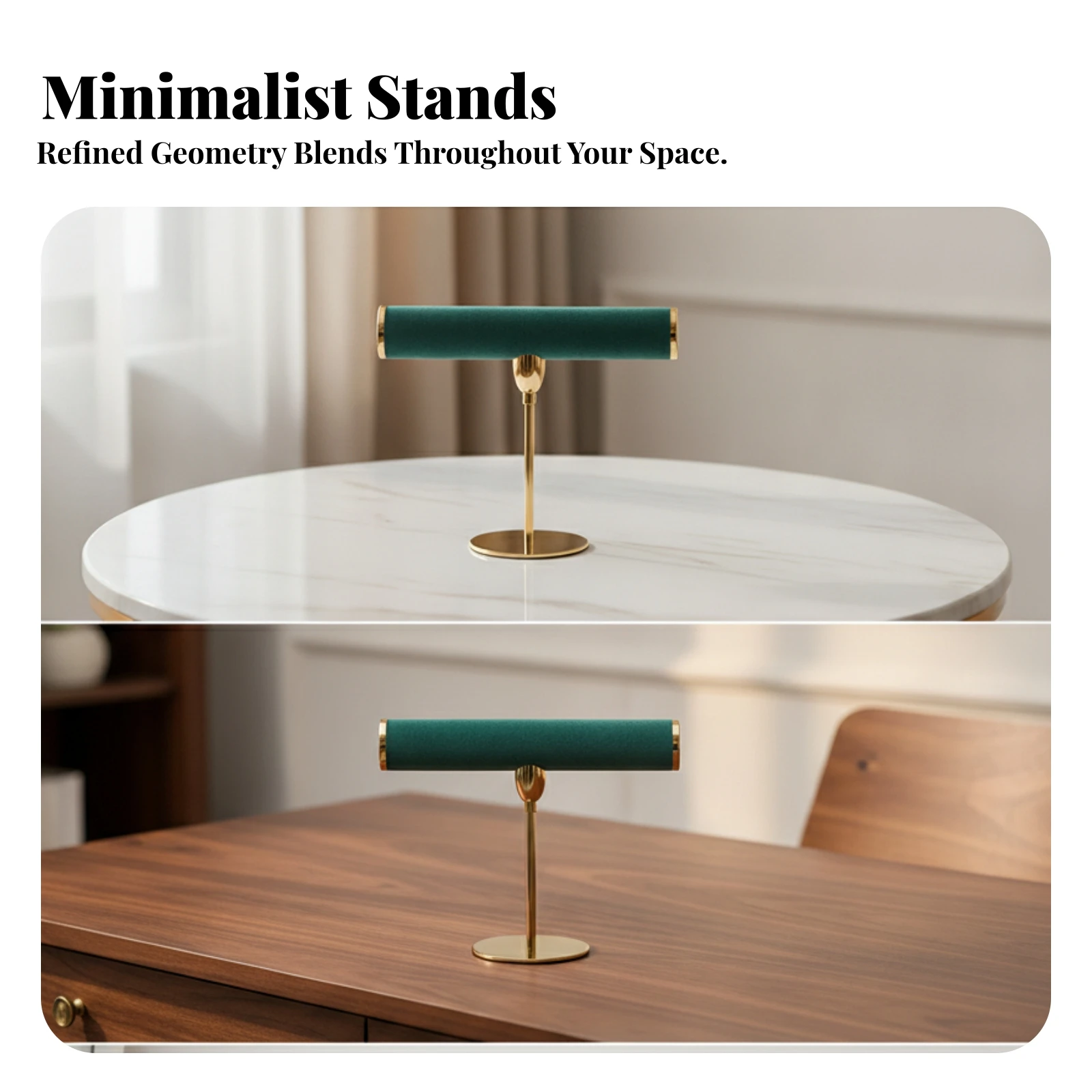 Jewelry Display Stand with Padded Bar Countertop Bracelet Display Stand Watch Organizer Safeguarding for Vanity, Retail Counter