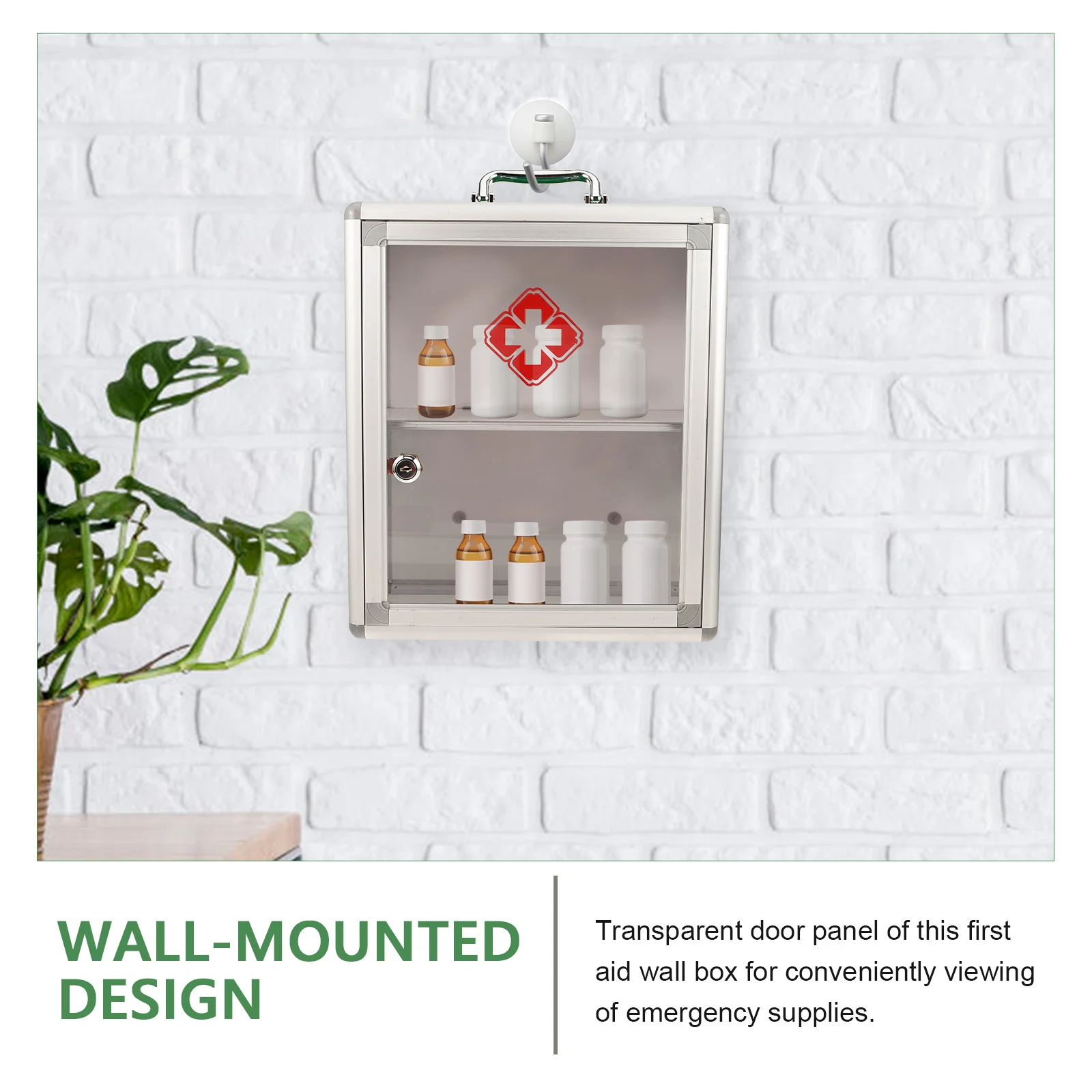 Wall mounted First Aid Kit Medicine Box Home Office Car Lockable Transparent Door Emergency Storage HR 680 Visible Wall Hanging