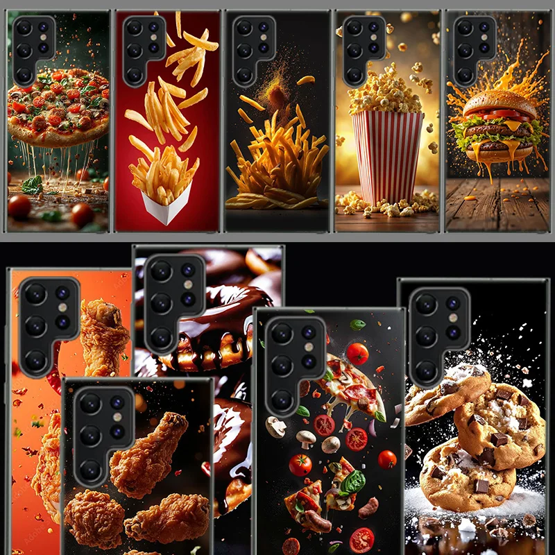 Food Fries Beer Cheese Sushi Cookie Capa Phone Case For Samsung S26 Ultra S25 Edge Galaxy S23 S21 S20 S24 FE S22 S10 Plus Cover