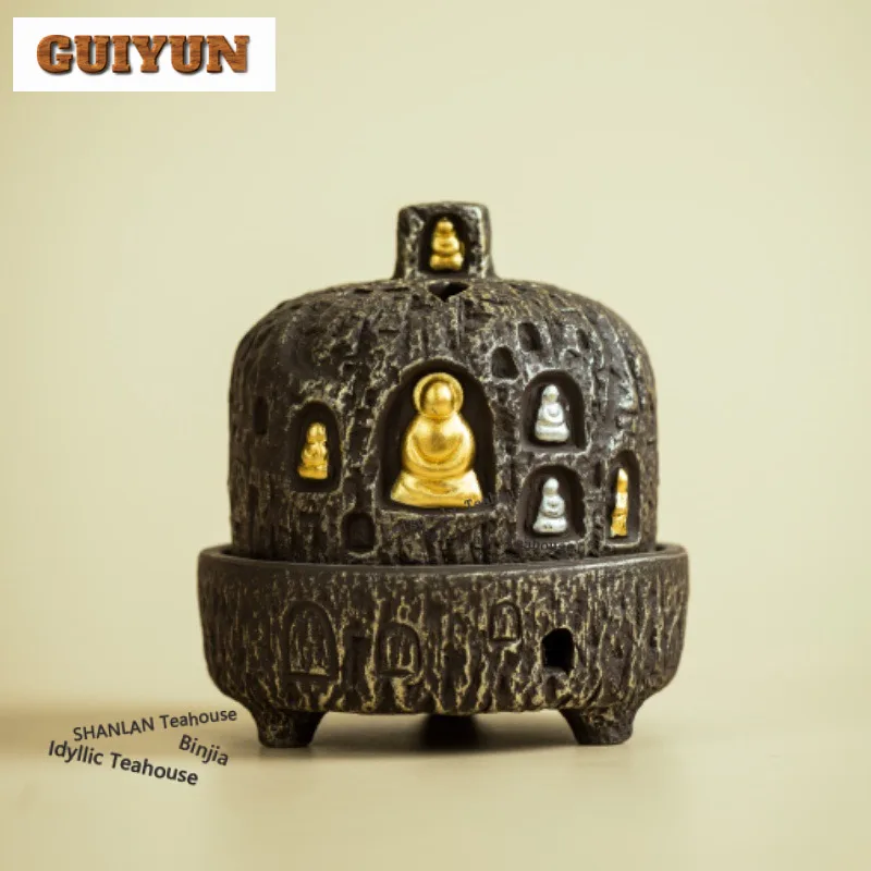 Dunhuang Mogao Grottoes Thousand Buddha Incense Holder Zen Garden Incense Burners Consecrate Censer Buddhism Ornaments Craft