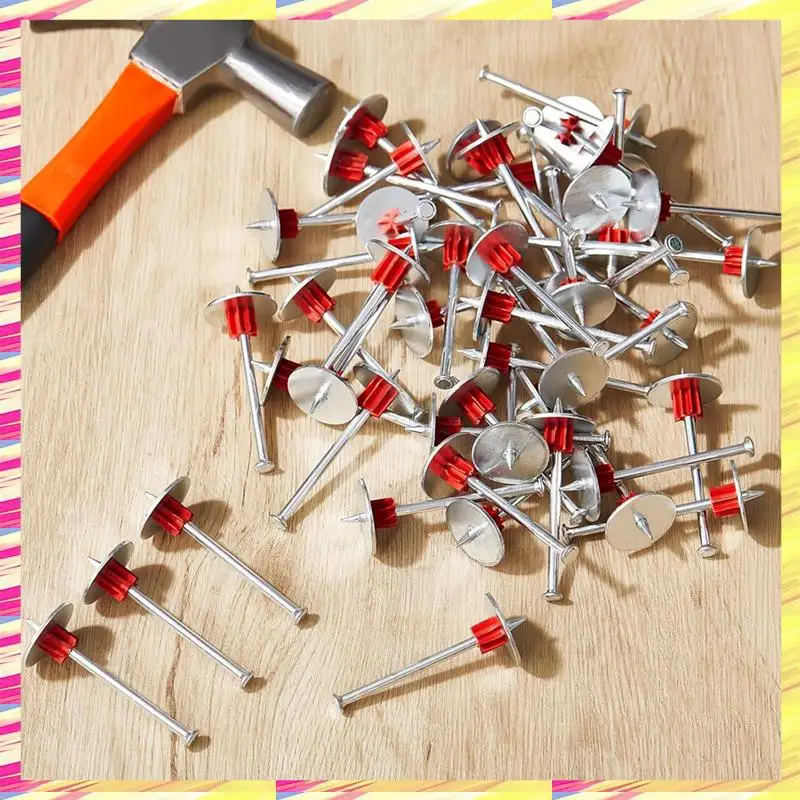 

ABJJ Washer Pin Powder Fastening Tool Powder Actuated Fasteners Alloy Steel Drive Pin Diameter With 1 Inch Washer, 100 Pcs