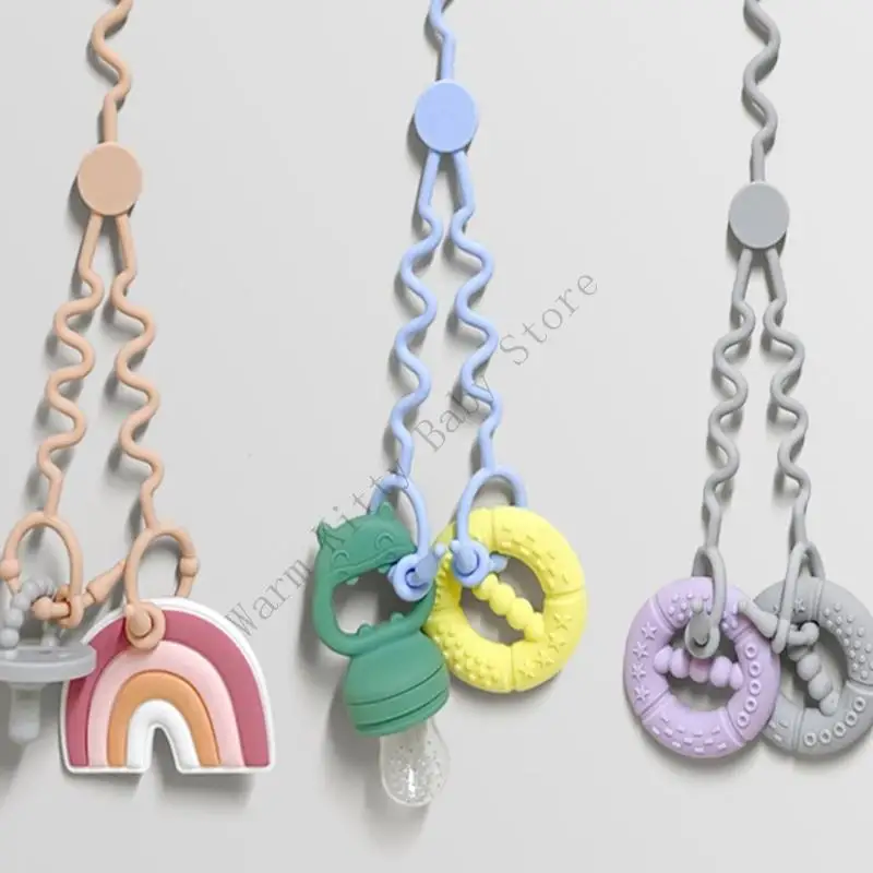 

New 2-in-1 Silicone Baby Pacifier Chain Adjustable Dual Clips Nipple Holders Stroller Bottle Chain Teething Soother Chain