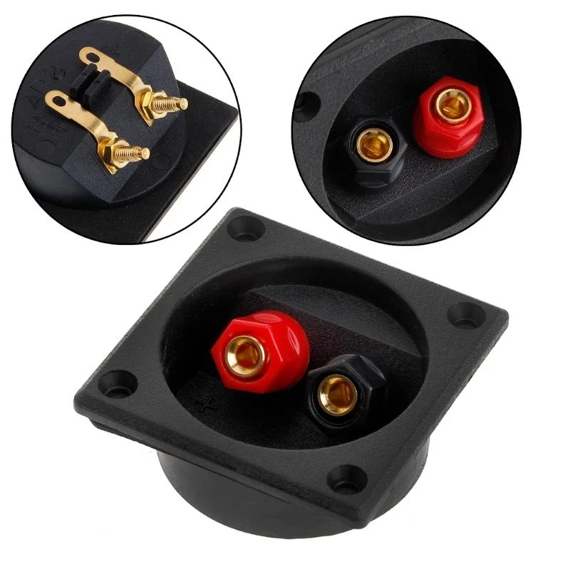  2-Way Speaker Box Terminal Binding Post Rear Back Panel Wiring Terminal Square Screw Cup Connector Subwoofer Plug