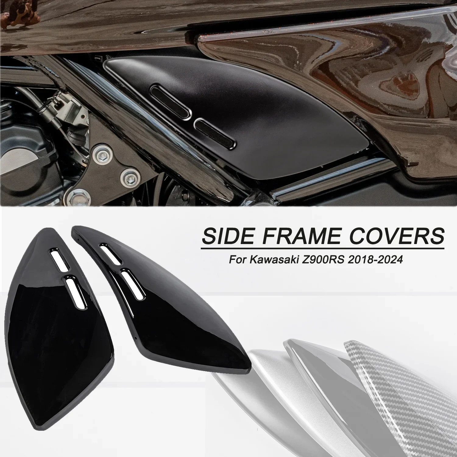 

Motorcycle Tank Side Covers Panel Decorative Trims For Kawasaki Z900RS 2018-2024 Side Frame Cover Accessories
