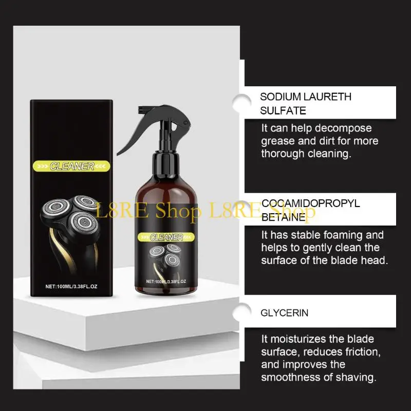 L8RE Electric Shaver Cleaning Solution Lubricating Rust Prevention with Brush