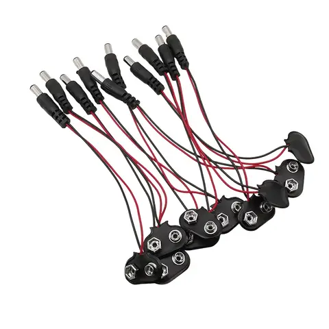 Clips de batterie 9V, fils noirs et rouges, connecteur de connexion de câble, boucle à coque souple/ dure, support à pression pour batterie 9 volts, plomb 15CM, 5/10 pièces