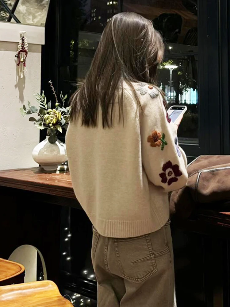 Thiened rond Ne tricots femmes travail lourd fleur automne hiver vêtements intérieurs haut Faionable trajet Sle coupe ample longue...