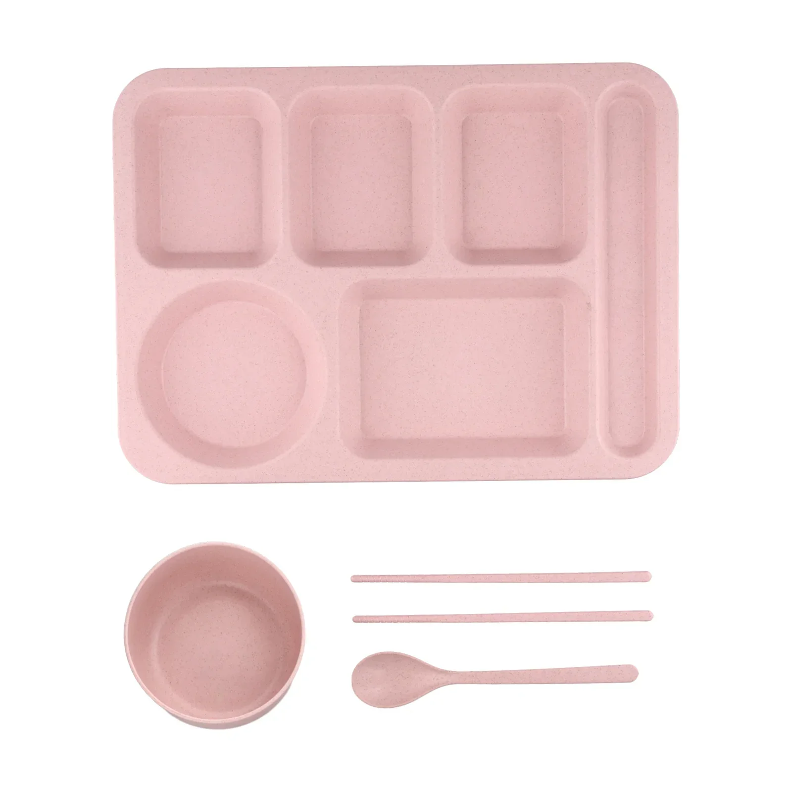 1pc ABS Divided Plates Kit Food Control 5 Compartments Tray Children Food Plate Anti-slip Design Lunch Conta