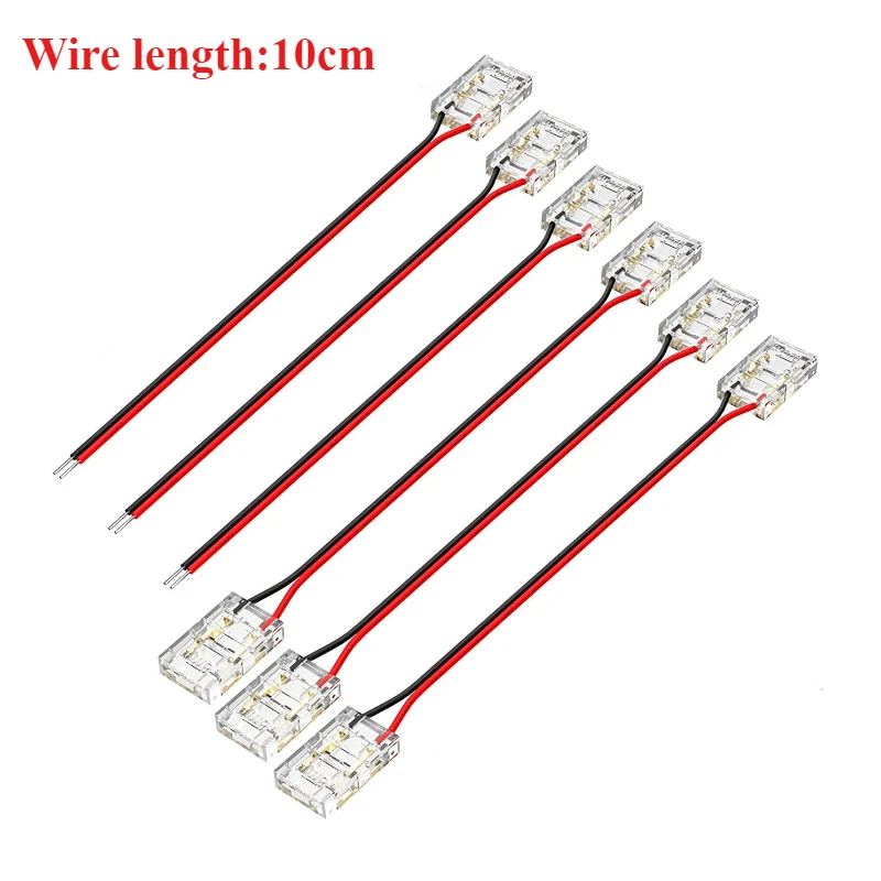 

10Pcs COB LED Wire Connector 5/8/10mm Connection Solderless Mini Buckle FCOB RGB CCT LED Strip Lights 2Pin Connector With Wire
