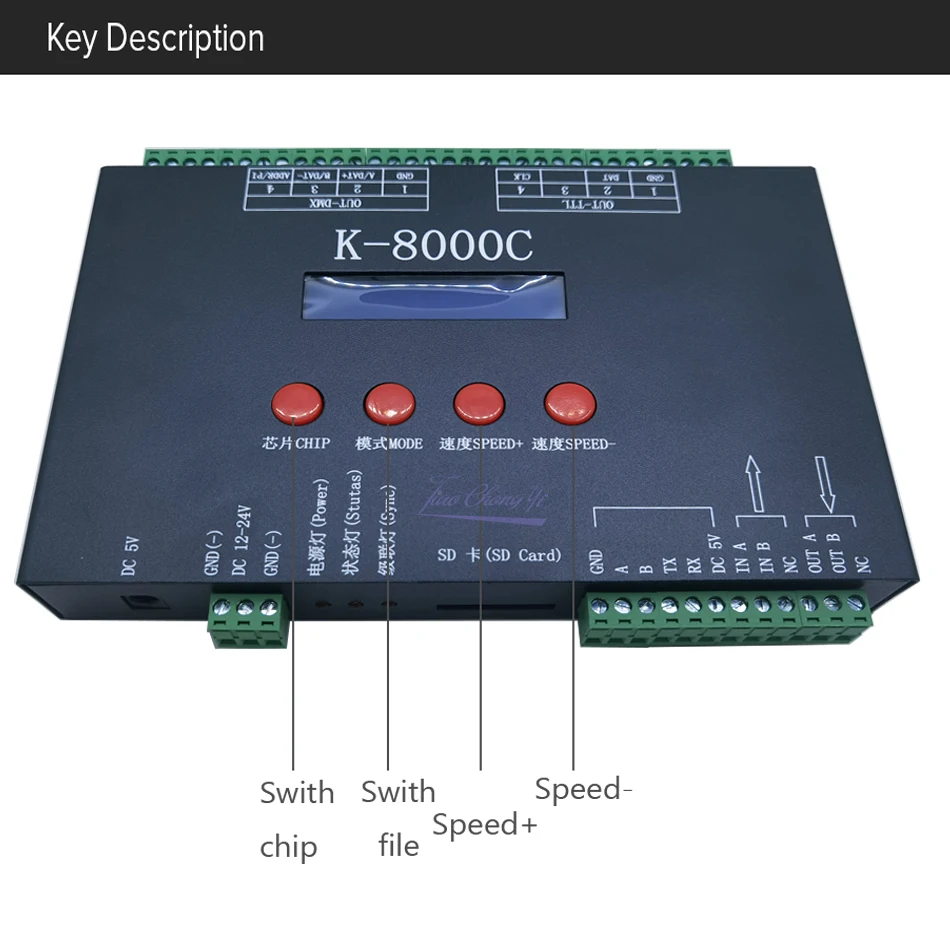 K-1000C,K-4000 K-8000C T-790K led Pixel contorller SK6812 WS2812B WS2811 WS2818 WS2813 WS2801 LED Pixels Program Controller